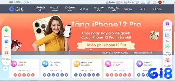 Giao diện bắt mắt là điềm nổi bật của đánh lô đề online gi8