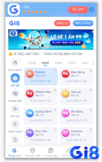 App Gi8 sở hữu giao diện thiết kế tinh tế